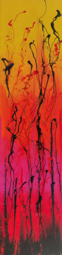Autor Milton Morales Grillo, titulo Renacimiento, Tecnica Acrílico sobre lienzo, Dimensiones 30X120 CM Colombia, Año 2020