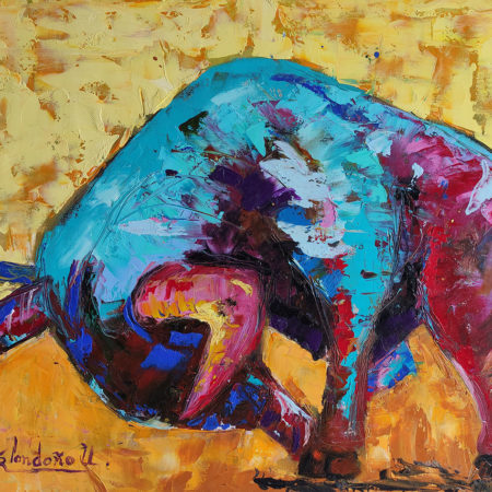 Autor Roberto Londoño Uribe titulo El Barcino”, Tecnica Óleo a la Espátula Sobre lienzo Dimensiones 56 x 71,5 CM, Pais Colombia, Año 2023